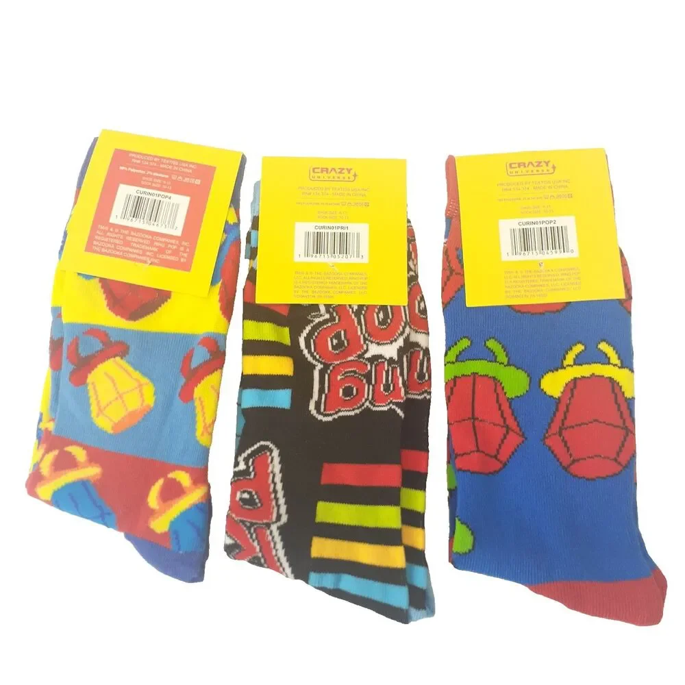 Ring Pop 3-pair Candy Food Novelty Mens Adult Size 6-13 Crew Socks NWT